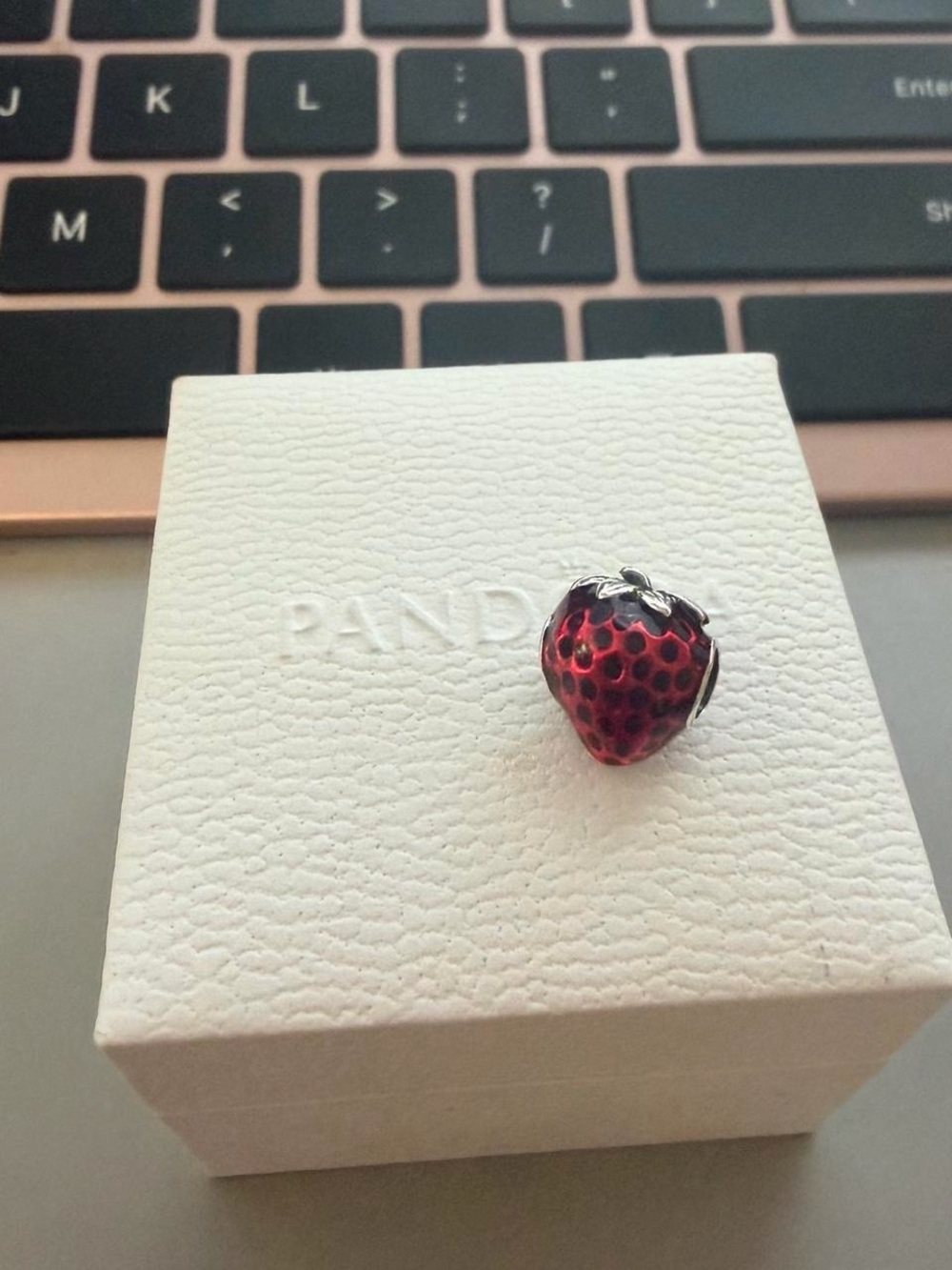 Pandora Red and Black Strawberry Charm
